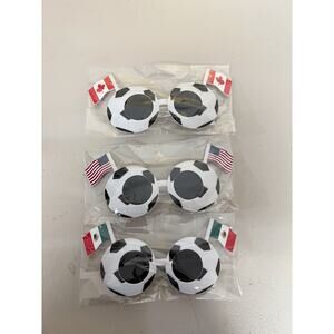 3 Pack 2026 World Cup Flag Soccer Party Sunglasses USA Canada Mexico